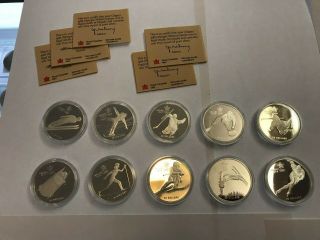 1988 Canada Calgary Olympics 10 Coin Silver Proof Set 10 Oz Silver