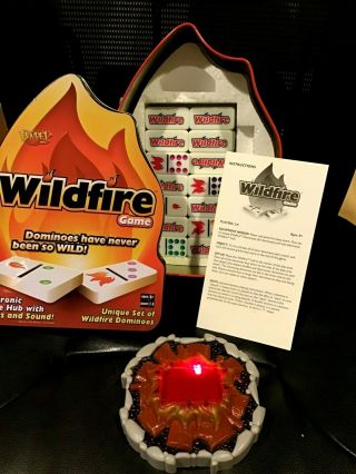 Wildfire Dominoes Electronic Game Lights Sound Fundex Tin Complete Great