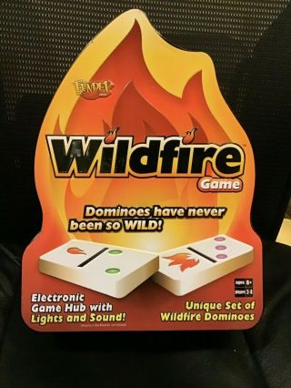 Wildfire Dominoes Electronic Game Lights Sound Fundex Tin Complete Great 2