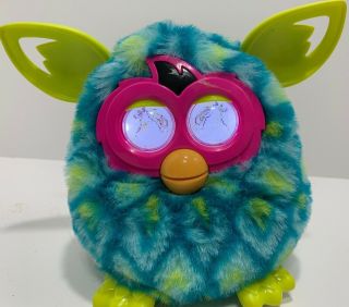 2012 Hasbro Blue & Yellow Furby Boom Interactive Electronic Toy &