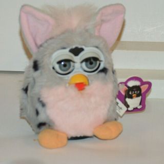 1998 Furby Model 70 - 800 Grey With Pink Ears And Blue Eyes By Tiger Electronics