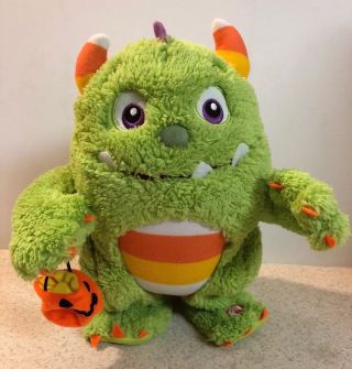 Hallmark Halloween Roary Green Monster Singing Animated 10 " Sings I Want Candy