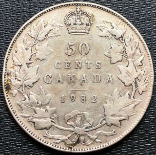 1932 Canada Silver 50 Cent Half Dollar F - 12 Trends $275