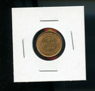 1888 Newfoundland $2 Gold State Cp838