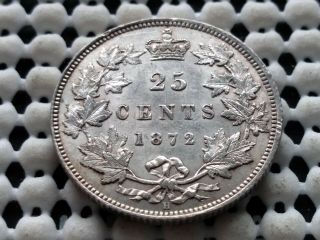 1872h Canada Silver Quarter 25 Cent Queen Victoria Lustrous Coin