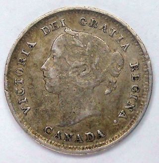 1889 Five Cents Silver ICCS VF - 20 Very SCARCE Date Queen Victoria 5¢ KEY 3