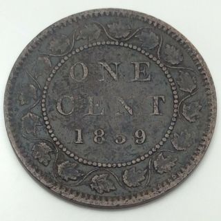 1859 Narrow 9 Dp2 Canada Large Penny 1 One Cent Canadian Circulated Coin D419