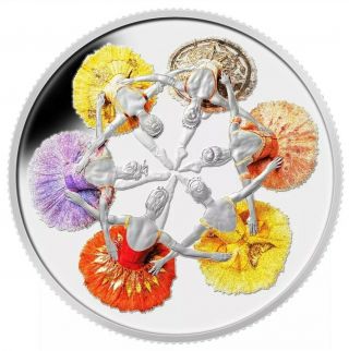 2014 Canada $20 Royal Winnipeg Ballet 75th Ann Colorized 1oz.  9999 Silver Proof