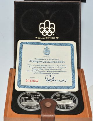 1976 Canada Montreal Olympic Sterling Silver - Proof Coin Set In Wood Case 134.  5g