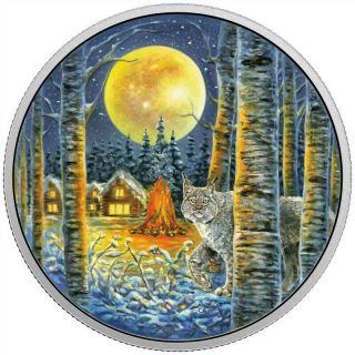 Canada Animal In The Moonlight Lynx Silver 30$ 2017