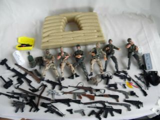 A Fort With 6 Army Action Figures,  6 " That Hold Guns,  Guns,  Cases,  Pistols &more