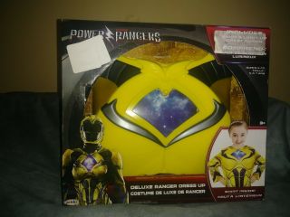 Power Rangers Kids Deluxe Dress Up Yellow Ranger Halloween Costume Size 4 - 7x