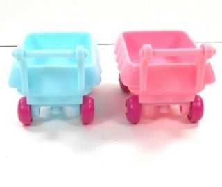 Zhu Zhu Pets Accessories 2 Wagons For Babies Pink & Blue 2010 Cepia