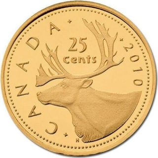 2010 Canada 25 - Cent Pure Gold Coin - 0.  5 Gram - Caribou