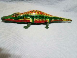 Tin Alligator Friction Toy - 9 Inches Long - Made In China