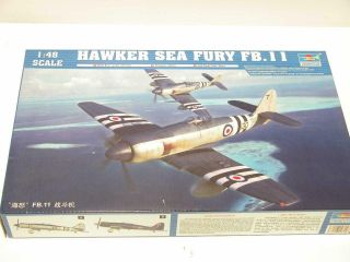 1/48 Trumpeter Hawker Sea Fury Fb.  Ii Raf Fb.  11 Plastic Scale Model Kit Complete