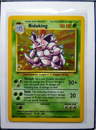 Pokemon Card Base Set Nidoking 11/102 Holo Foil Rare Nm Near