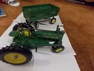 Vintage Ertl John Deere Model A Tractor With Matching Wagon