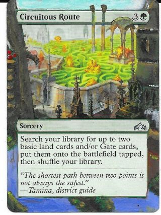 Magic The Gathering - 1x Altered Art - Circuitous Route - Hand Painted Mtg