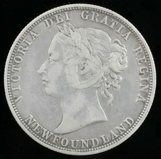 1888 Newfoundland Canada 50 Fifty Cent Silver Half Dollar Victoria Coin