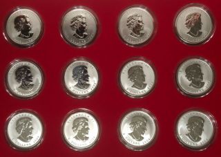 2004 Canada Maple Leaf Zodiac PRIVY Mark Specimen Reverse Proof Silver SET OF 12 3