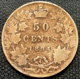 1894 Canada Silver 50 Cent Half Dollar Key Date