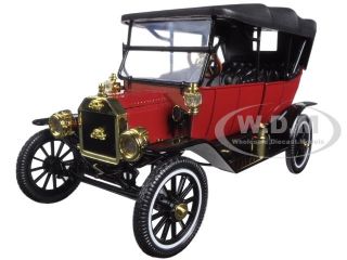 Opened 1915 Ford Model T Soft Top Red 1/18 Diecast By Motorcity Classics 88133