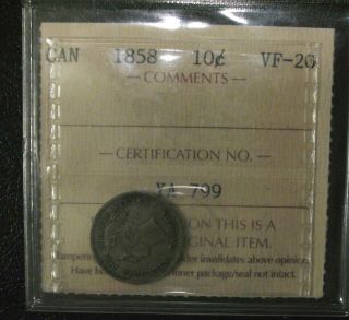 1858 Silver Victoria Canada 10 Cents Coin Key Date Ten Cent Beauty