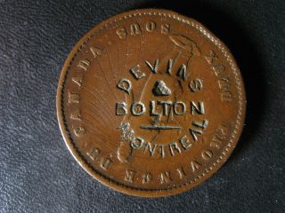Mt - 2b2 Devins & Bolton Small Counterstamp Pc - 4 One Penny 1852 Montreal Canada