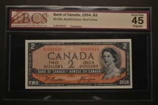 Bank Of Canada 1954 $2 Note Gb3191610 Famous Devils Face Two Dollar Bill