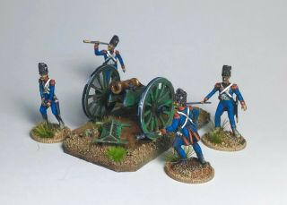 French Napoleonic Artillery.  4 Figures And Cannon.  Scale 1/72,  Painted.  Italeri