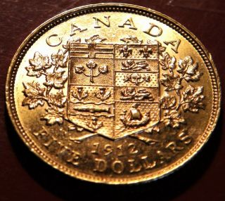 1912 Canada 5 Dollars Gold Coin - George V $5 Piece