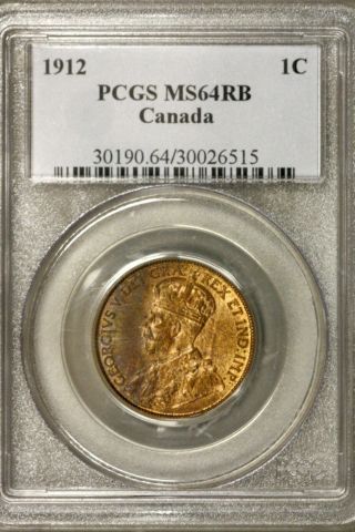 Canada 1912 1 Cent Pcgs Ms 64 Rb