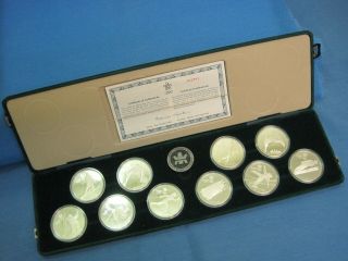 Silver Coin Set.  1988 Canada Calgary Winter Olympics.  10 Proof Coins In The Box.