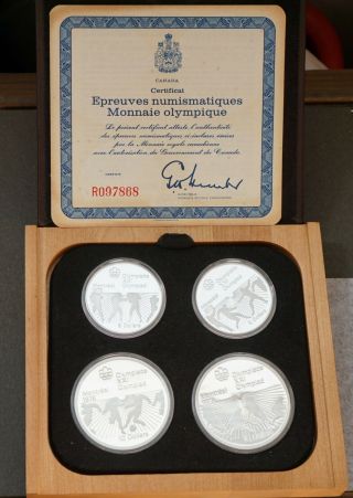1976 Montreal Olympic Games 4 Coin Deluxe Silver Proof Coins.  Series Vi (ser 6)