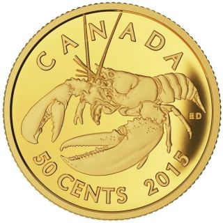 Lobster - 2015 Canada 50 - Cent 1/25th Oz.  Gold Coin