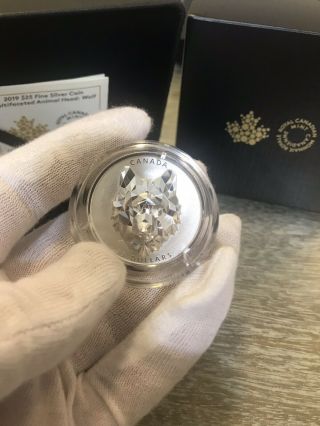 2019 Canada 1 Oz Multifaceted Animal Head Wolf Silver Proof Coin @