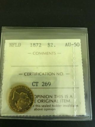 Newfoundland 2$ Gold Coin 1872