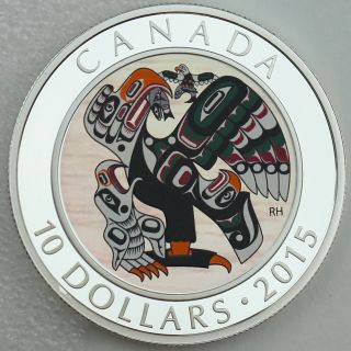 2015 $10 Mother Feeding Baby First Nations Art 99.  99 Pure Silver Hologram Coin