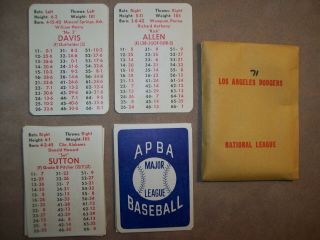 1971 Apba Baseball Cards With Xbs (xbs - National League Only) Complete