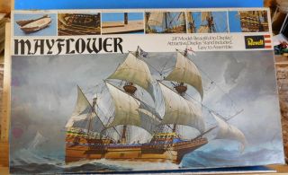 Revell H - 366 Mayflower Sailing Ship Model Kit Partially Built,  Parts From Ende
