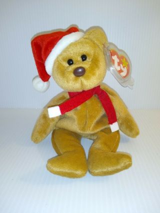 Ty Beanie Rare Authenticated 1997 Christmas Holiday Teddy W/ Errors - Retired
