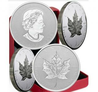 2018 Sml $50 Silver Maple Leaf 30th Anniv Double Incuse 3oz Ag Proof Coin Canada