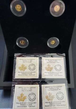 2016/2017 Canada Predator Vs Prey 25 Cents Pure Gold 4 - Coin Set,  With Coas