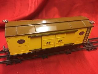 Lionel Lines Tinplate Automobile Furniture Boxcar No.  214 Yellow And Brown