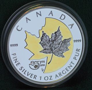 2013 Canada Gold Plated 25th Anniv Of Silver Maple Leaf $5 Pure Silver Coin