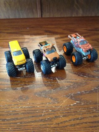 3 Hot Wheels Monster Jam Trucks Scooby Doo,  Bad Habit,  Brutus Diecast Metal