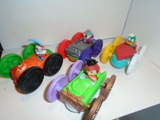 Vintage Mcdonalds 1990 Tiny Toon Adventures Flipping Cars Complete Set Of 4