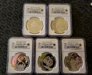 2007 Canada Hologram 5 Coins,  Silver $25 Ngc Pr - 69 Olmpic Set,  Royal