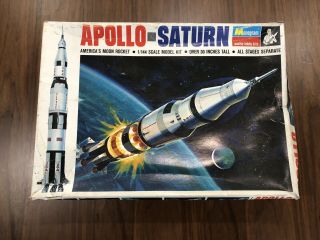 Vintage 1968 Monogram Apollo Saturn Rocket Model Kit 1/144 Scale Nasa Usa